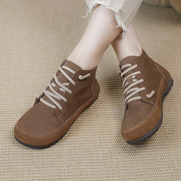 Leather Thick Heel Soft Sole Soft Surface Ankle Boots Comfortable All-match Women's Shoes