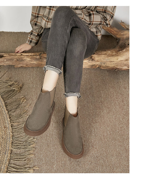 Frosted Leather Thick-soled Women's Boots Thick Wool Wear-resistant Bottom Warm Women's Shoes