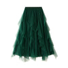 High Waist Stitching Mesh Skirt Women's Mid-length Pleated Skirt