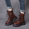 Genuine Leather Thick Sole Elevated Lightweight Comfortable Women's Boots Women's Shoes