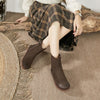 Vintage Handmade Genuine Leather Flat Thick Fur Boots Soft Bottom Side Zipper Women's Shoes