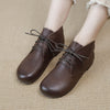 Vintage Leather Handmade Women's Flat Lace-up Martin Boots