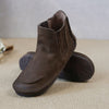 Vintage Handmade Leather Soft Sole Ankle Boots Round Toe Women's Shoes