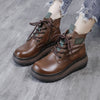 Thick Sole Leather Martin Boots Round Toe Wear Resistant Women's Shoes