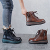 Leather Round Toe Thick Sole Martin Boots Slim Women's Shoes