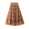 Mesh Long Skirt Design Skirt All-match Mesh Stitching Skirt