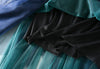 Color Block Mesh Multi-layer Irregular Waist Mid Length Skirt