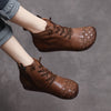Leather Hand-woven Flat Women's Boots Comfortable Soft-soled Women's Shoes