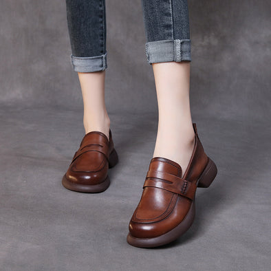 Women's Vintage Loafers Handmade Leather Soft Sole Shoes