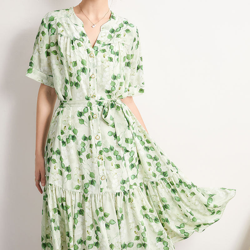 Summer Silk Long Floral Loose Dress