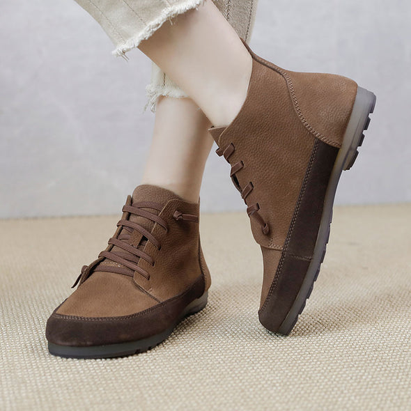 Leather Thick Heel Soft Sole Soft Surface Ankle Boots Comfortable All-match Women's Shoes