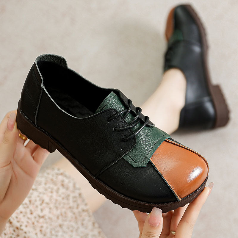 Handmade Women Flat Vintage Leather Shoes Comfortable Tendon Sole