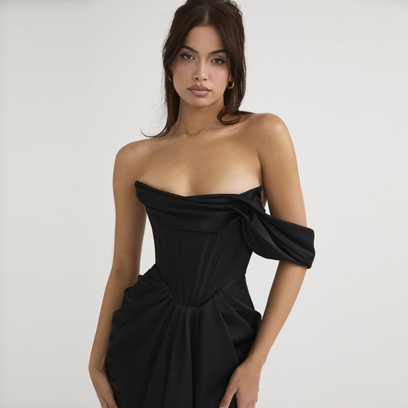 Women's High Stretch Slim One Shoulder Off Shoulder Mini Evening Dress