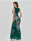 Sequins Women Party Dress High Waist Sleeveless Fishtail Evening Dress