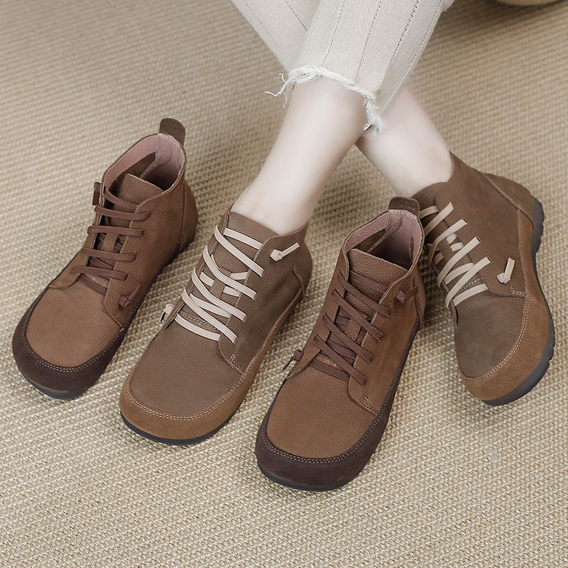 Leather Thick Heel Soft Sole Soft Surface Ankle Boots Comfortable All-match Women's Shoes