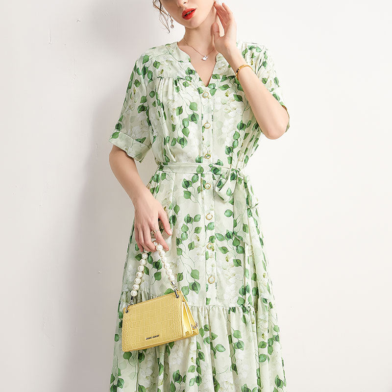 Summer Silk Long Floral Loose Dress