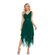 V-Neck A-Line Sleeveless Lace Chiffon Party Dress Fashion Cocktail Dress