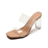 Women's Summer Slippers Transparent Chunky Heel High Heel Sandals
