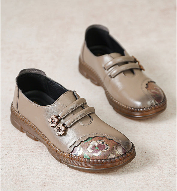 Genuine Leather Retro Flat Women's Tendon Soft-soled Leather Shoes